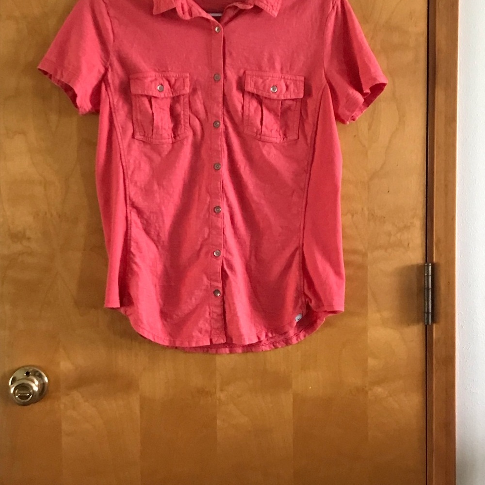 Coral Short Sleeve Button-Up Shirt